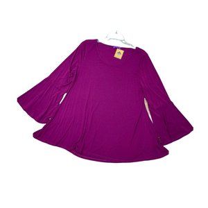 -New Mountain Mama Bell Sleeve Tunic Top Womens LG XL Burgundy Pullover Soft NWT